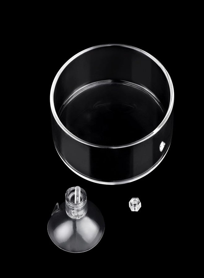 Dannisly Aquarium Glass Feeder Shrimp Feeding Dish Round Clear Fish Tank Food Tray Container Prevent Food Spilling with Suction Cup, 65mm - Image 4